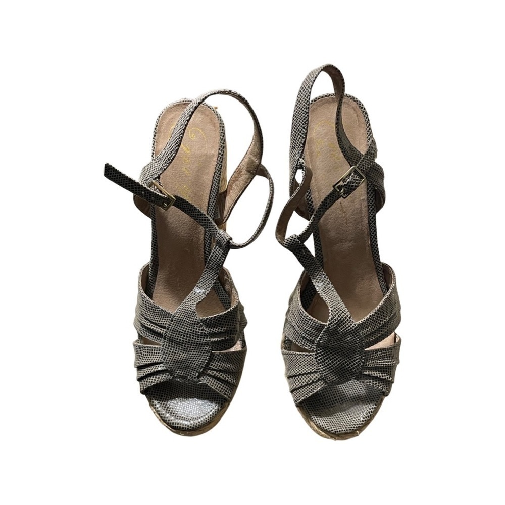 Envy Funify Espradrille Stacked Heel Sandals Taupe Women’s Size 8.5.